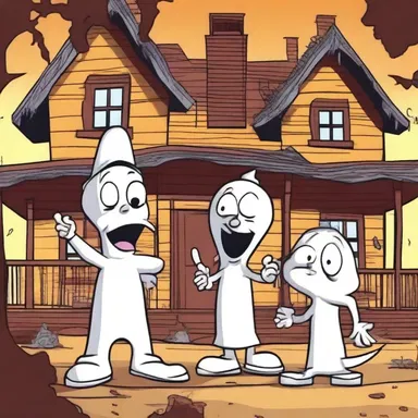 The characters in the cartoon complained about the fuggy atmosphere inside the old haunted house.