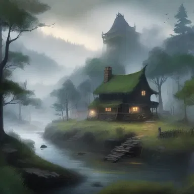 The fantasy novel depicted a small village hidden deep in the forest, surrounded by fuggy mist that never cleared.