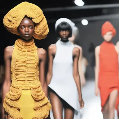 The avant-garde fashion show featured disorienting designs and unconventional runway presentations.