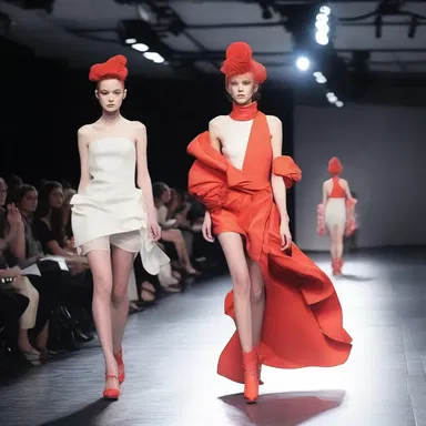 The avant-garde fashion show featured disorienting designs and unconventional runway presentations.