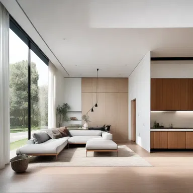 The minimalist-style house underplays ornate decorations and embraces clean lines and open spaces.