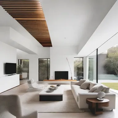 The minimalist-style house underplays ornate decorations and embraces clean lines and open spaces.