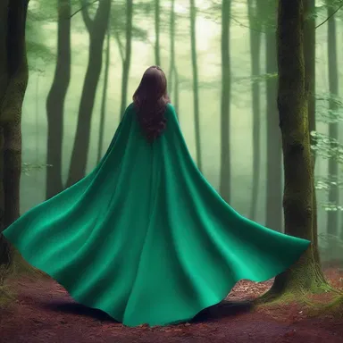 The enchantress glided through the forest in a flowing cape, her magic powers concealed within its folds.