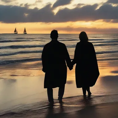 As the sun set over the calm ocean, they walked hand in hand along the cape, lost in their own little world of romance.