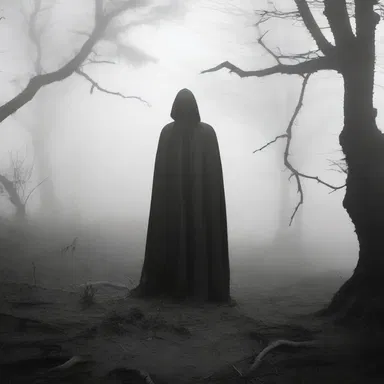 Deep within the dense fog, an eerie figure emerged from the dark shadows of the cape, sending shivers down everyone's spines.