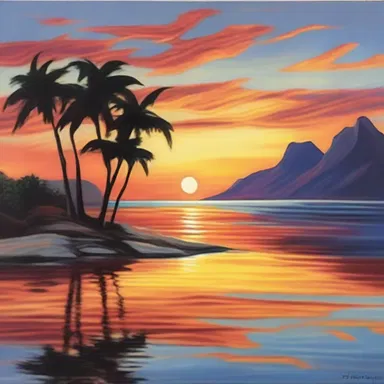 The artist meticulously painted the vibrant colors of the sunset reflecting off the calm waters that embraced the magnificent cape.