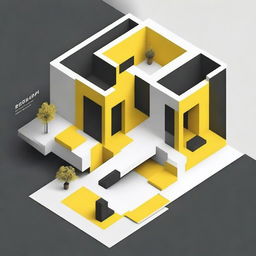 An architectural portfolio cover page featuring an isometric design