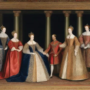 The mise en scene in the historical play depicted the grandeur of the coronation ceremony of Queen Elizabeth I.