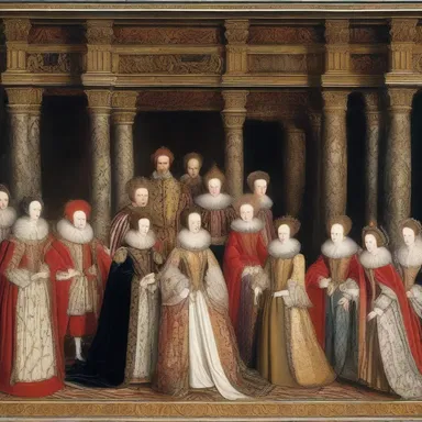 The mise en scene in the historical play depicted the grandeur of the coronation ceremony of Queen Elizabeth I.