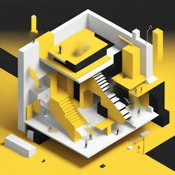 A digital art depiction of an architectural portfolio cover page, featuring an exploded, diagrammatic, and isometric design