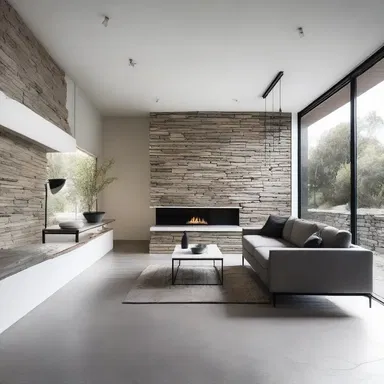 The modern minimalist house embraced the use of extrusive rock walls to create a bold and unique look.