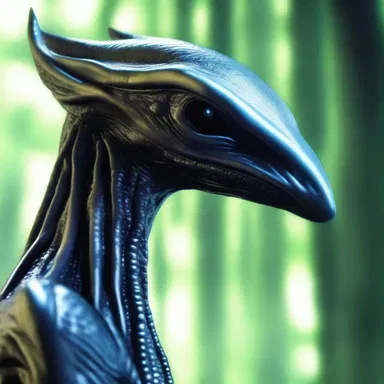 In the science fiction novel, the alien species had corvine features, including dark feathers and beady eyes.