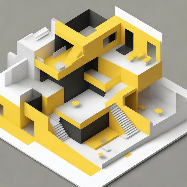 A high-quality digital art image of an architectural portfolio cover page, featuring an isometric design