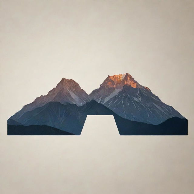 A mountain range forming the shape of the letter H.