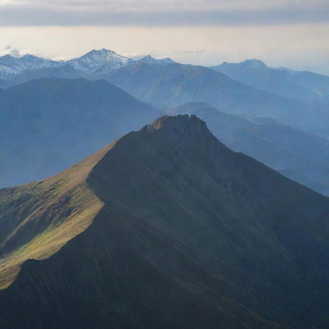 A mountain range shaped like the letter 'H'