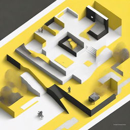 A top-quality digital art image of an architectural portfolio cover page, showcasing an isometric design