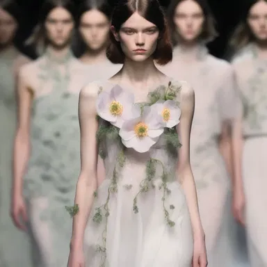 The fashion designer incorporated the ethereal beauty of false rue anemones into their latest spring collection.