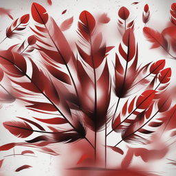 A high-quality digital art image presenting a scene filled to the brim with red feathers, creating a visually arresting spectacle