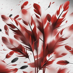 A high-quality digital art image presenting a scene filled to the brim with red feathers, creating a visually arresting spectacle