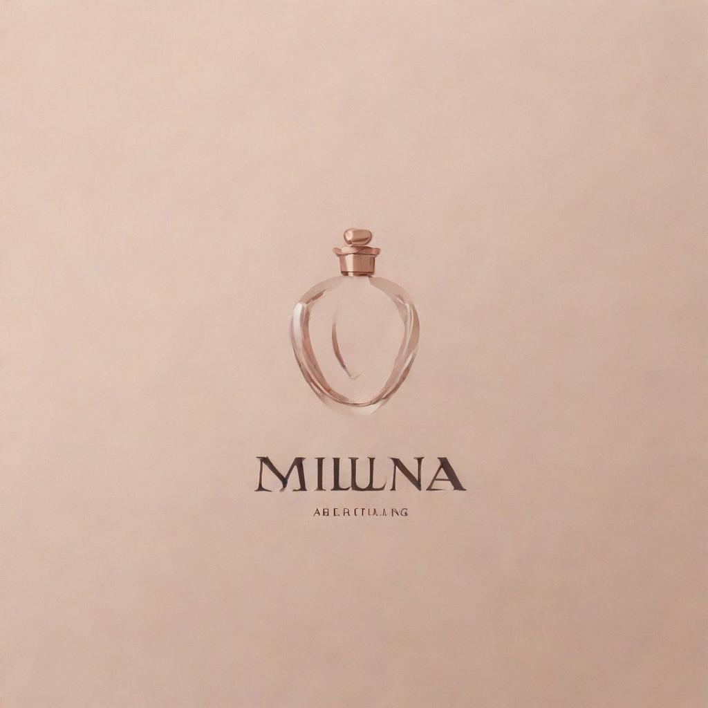 A sleek and sophisticated logo for a perfume brand named 'Miluna'. Incorporate elegance, femininity, and luxury.