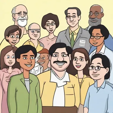 The social system depicted in the cartoon shows different characters interacting with one another based on their status and roles.