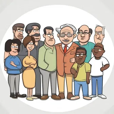 The social system depicted in the cartoon shows different characters interacting with one another based on their status and roles.
