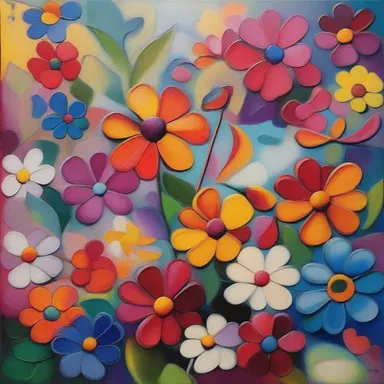 The artist used a lot of colors and patterns to create a beautiful complication in the painting.