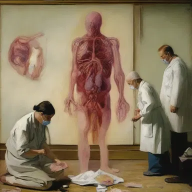 The painting depicted the complication of a secondary infection that arose from the primary disease.