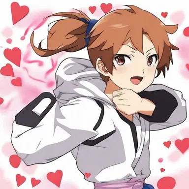 In the intense fighting scene of the anime, the character's heart was beating pit-a-pat with excitement.