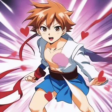 In the intense fighting scene of the anime, the character's heart was beating pit-a-pat with excitement.