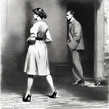Hearing the pit-a-pat of their footsteps, she knew her lover was close.