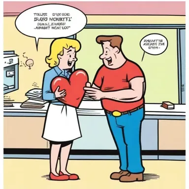 In the comic strip, the character's heart beats pit-a-pat as they see their crush.