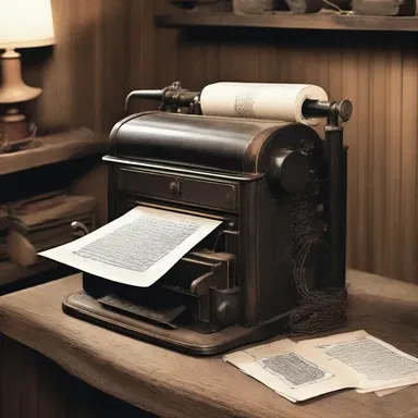 The protagonist of the novel found an old chain printer in the dusty attic, which held the secrets of a forgotten era.