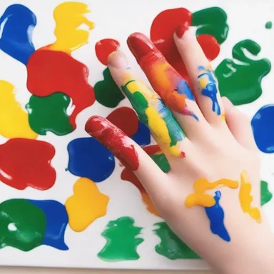 Why did the artist use finger-painting? Because they didn't have a brush and were too lazy to go buy one!