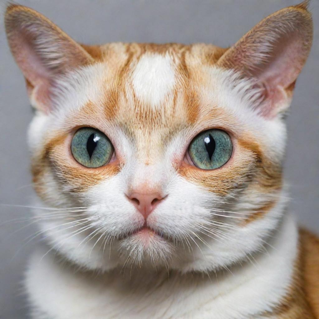 A cat with distinct chameleon features such as vibrant color-changing skin and spherical rotating eyes.