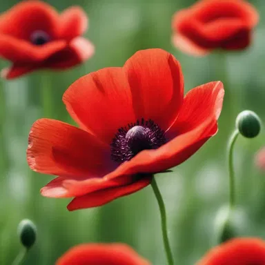 According to mythology, the wind poppy was believed to be the symbol of love and passion, its vibrant red petals embodying intense emotions.