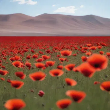 In the movie, the protagonist stumbled upon a field of wind poppies, their crimson blossoms standing out in the vast, barren desert.