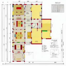 Create an architectural floor plan for a house with three bedrooms, a hall, a bathroom, a Puja room, and stairs, in a detailed and labeled blueprint style.