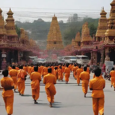 During the holy festival, the authorities block off the roads leading to the temple to ensure a peaceful and secure environment for worshippers.