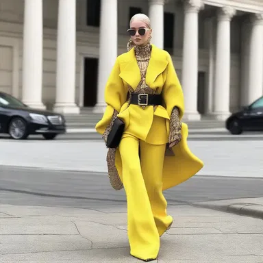 The designer strategically used oversized accessories to block off certain parts of the outfit, adding a unique twist to the fashion ensemble.