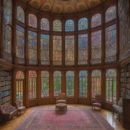 A grand mansion intricately constructed from an assortment of colorful hardcover books with inviting, well-lit windows.