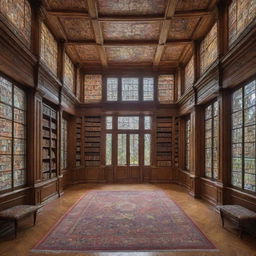 A grand mansion intricately constructed from an assortment of colorful hardcover books with inviting, well-lit windows.