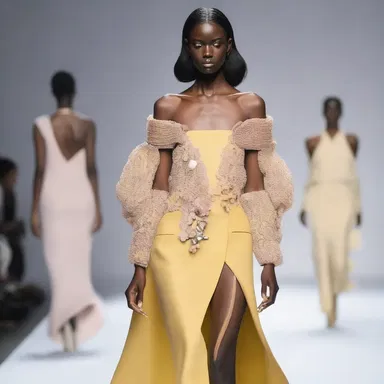 The fashion designer's collection was inspired by the concept of mercy killing, evoking a sense of softness and compassion through the choice of fabrics and silhouettes.