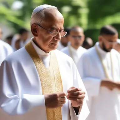 The priest wore a white robe made of etamine during the religious ceremony.