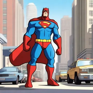 In the animated series, the superhero always keeps guard over the city to protect its citizens.