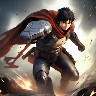 The protagonist's determination and bravery incite his allies to fight alongside him and save the world from destruction.