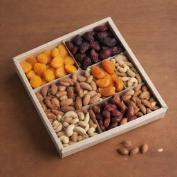 An assortment of nuts and dried fruits securely packaged in an attractive, eco-friendly container.