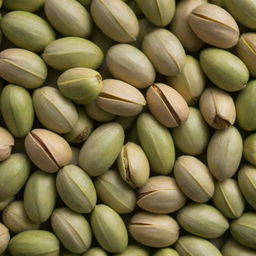 A close-up shot of Rafsanjani pistachios, showcasing their rich green color and the unique split shells exposing the nut inside.