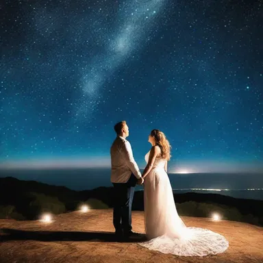 Under the starry night sky, the couple shared a magical moment on the celestial equator, feeling the universe's love.