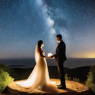 Under the starry night sky, the couple shared a magical moment on the celestial equator, feeling the universe's love.